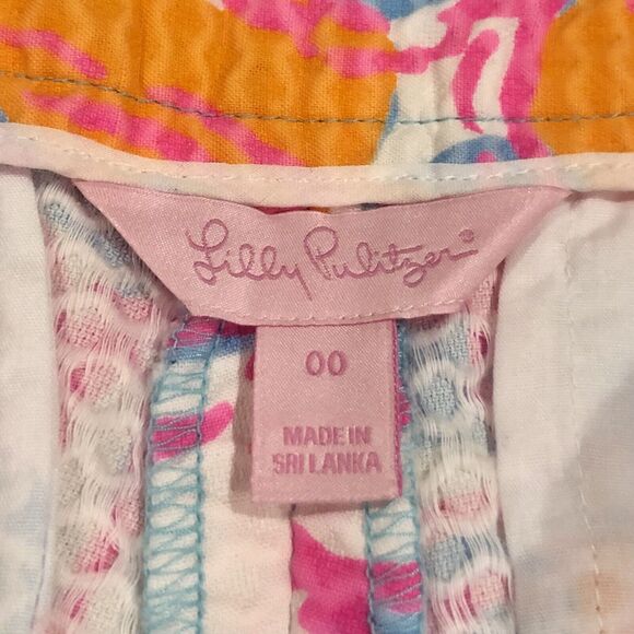 Lilly Pulitzer Adie Shorts 00 Multicolor Side Zip Pockets Textured Flat Front - Picture 3 of 11